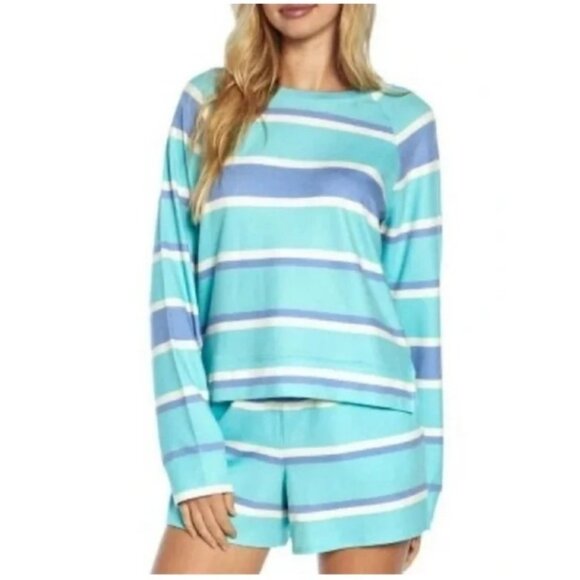 Wildfox $160 Lounge Set Striped Womens Large Sweatshirt & Shorts NWT - Picture 4 of 7